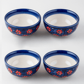 Blue & Red Floral Ceramic Portion Bowls Set of 4 - Eyaas